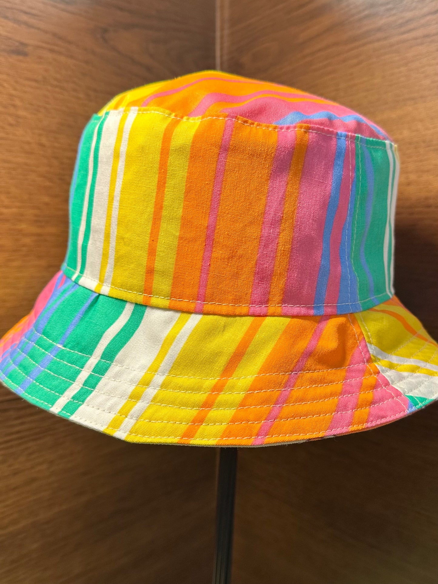 Pink & Orange Bucket Hat S Handmade Reclaimed Materials Trina Turk