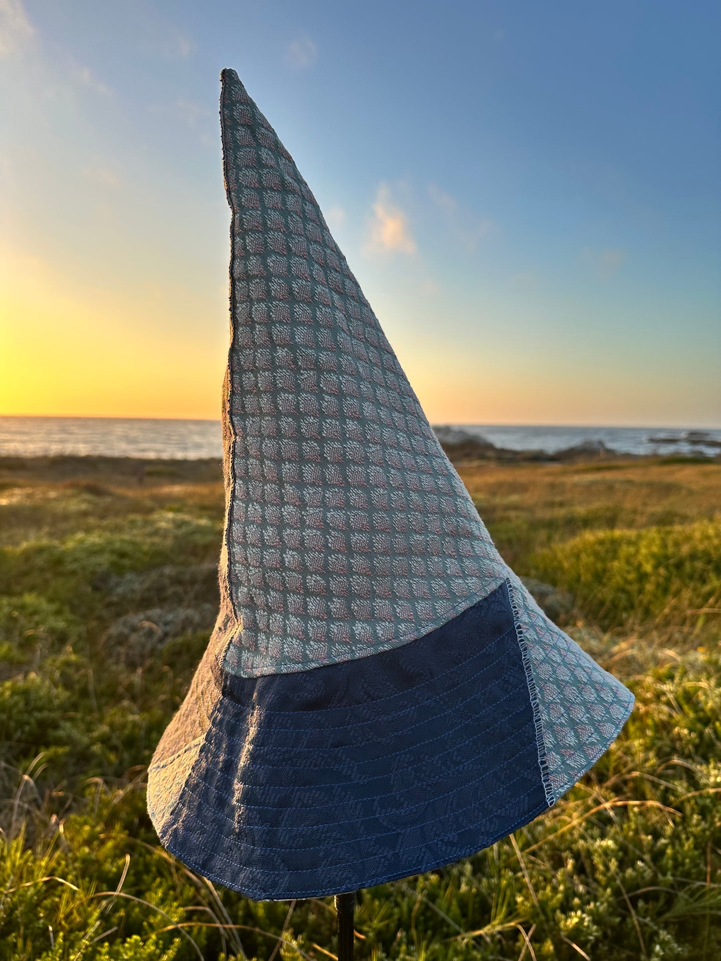 A Witches Hat Blue Reversible Reclaimed Fabrics Handmade