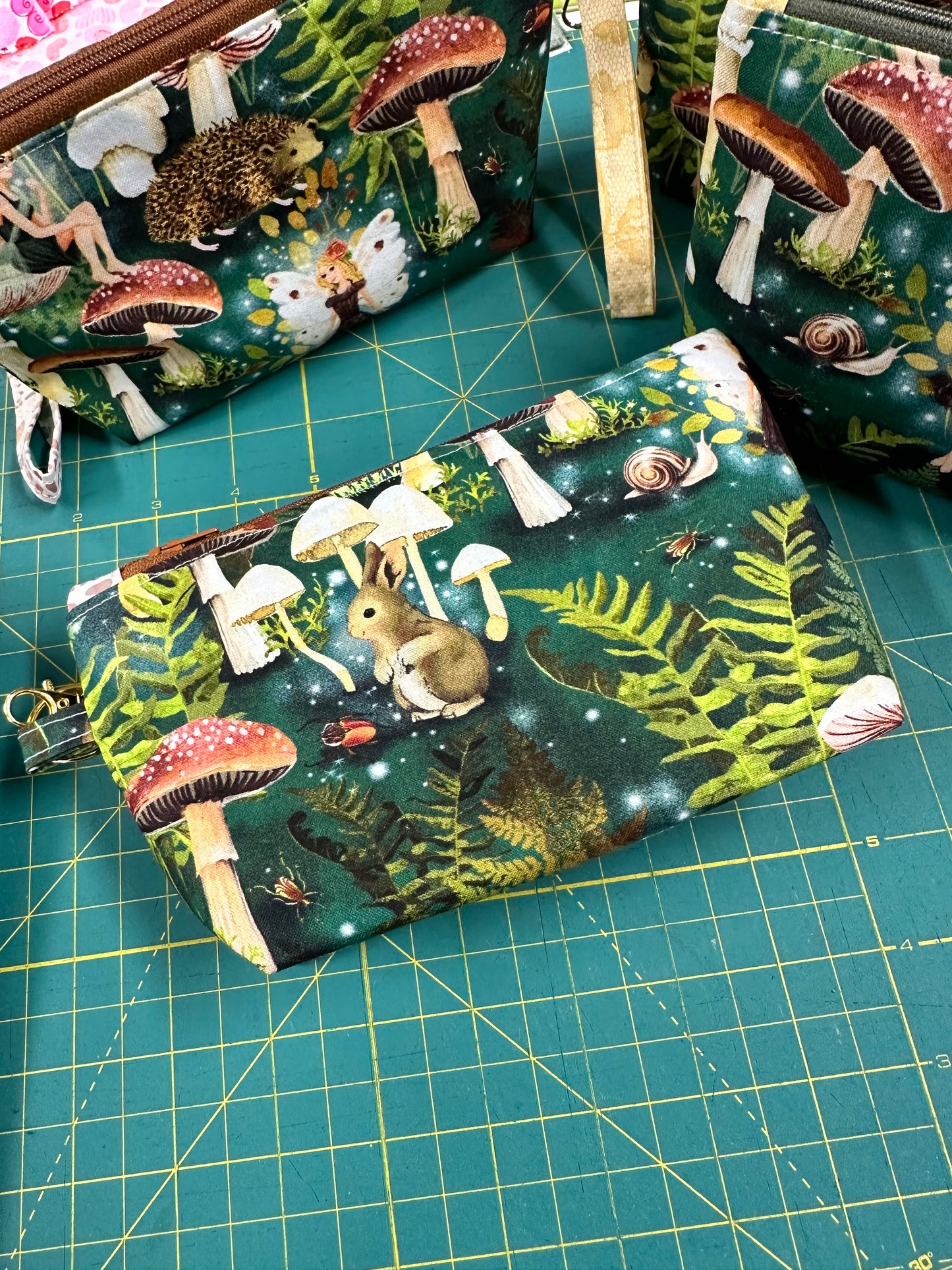 Mushroom Zip Bags Fairies Bunnies Hedgehogs