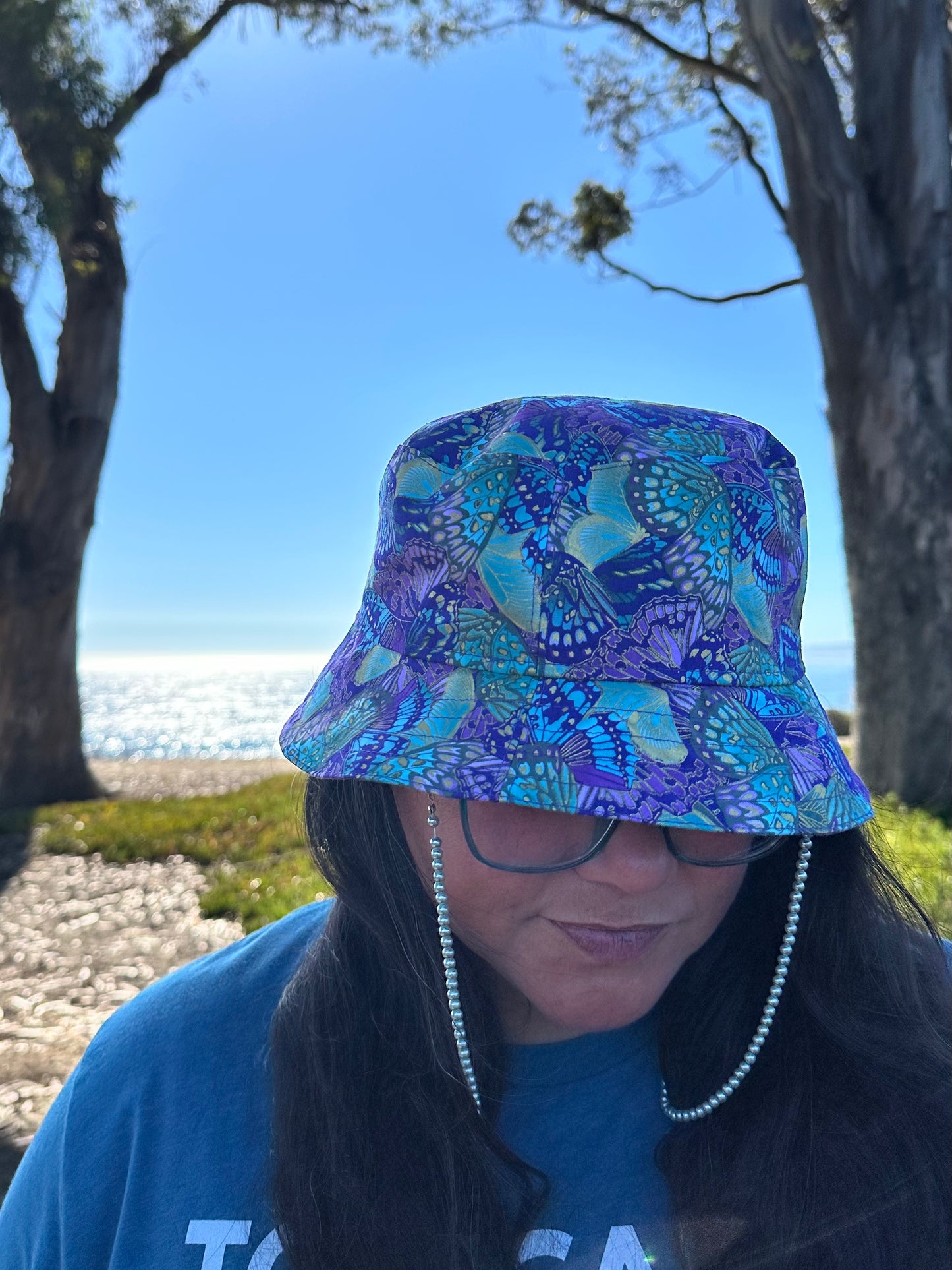 Bucket Hat Purple Butterflies Gilded