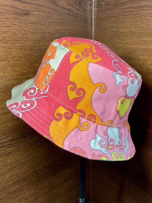 Pink & Orange Bucket Hat S Handmade Reclaimed Materials Trina Turk