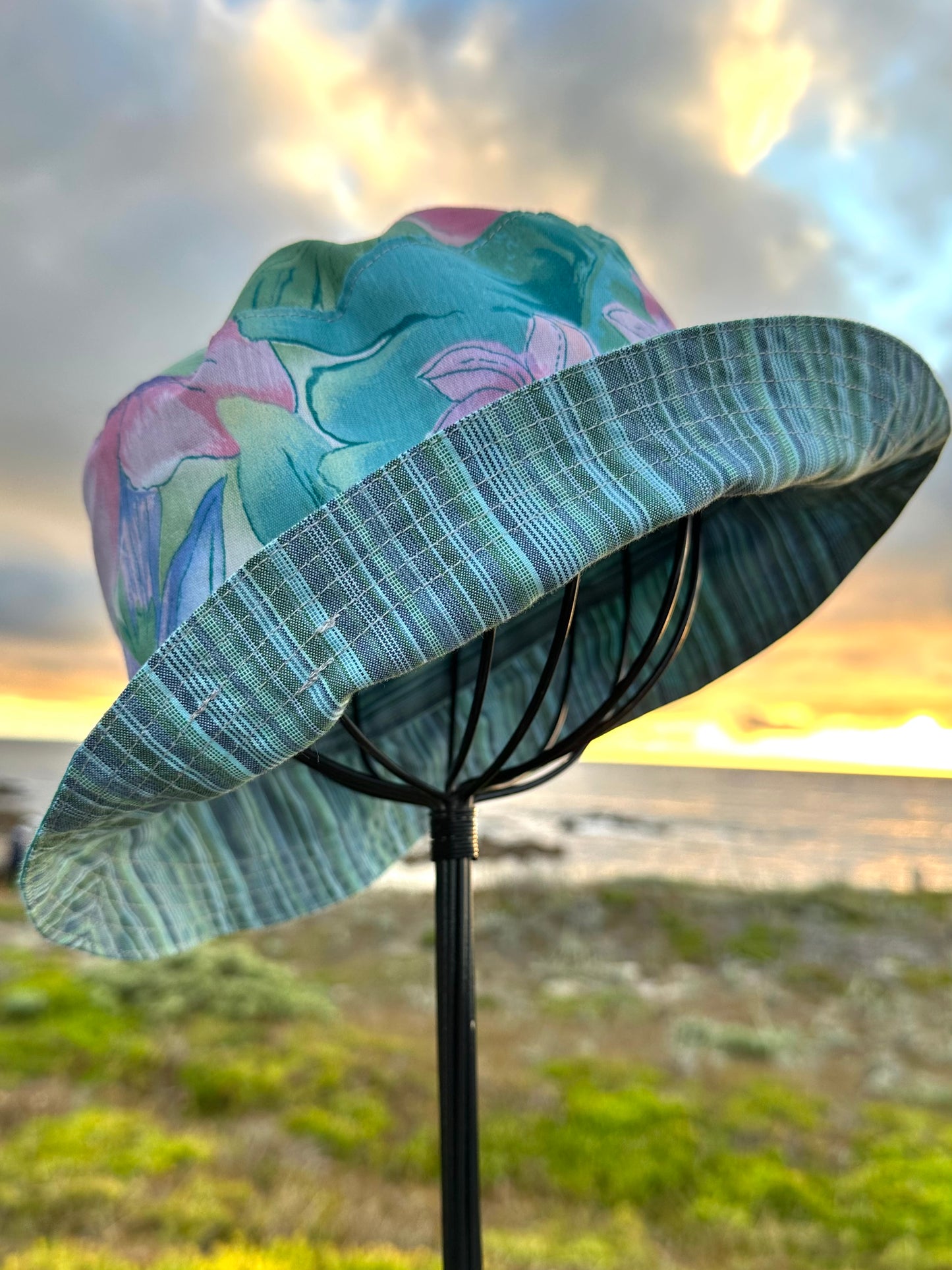 Tropical Bird Bucket Hat L Handmade Vintage Materials