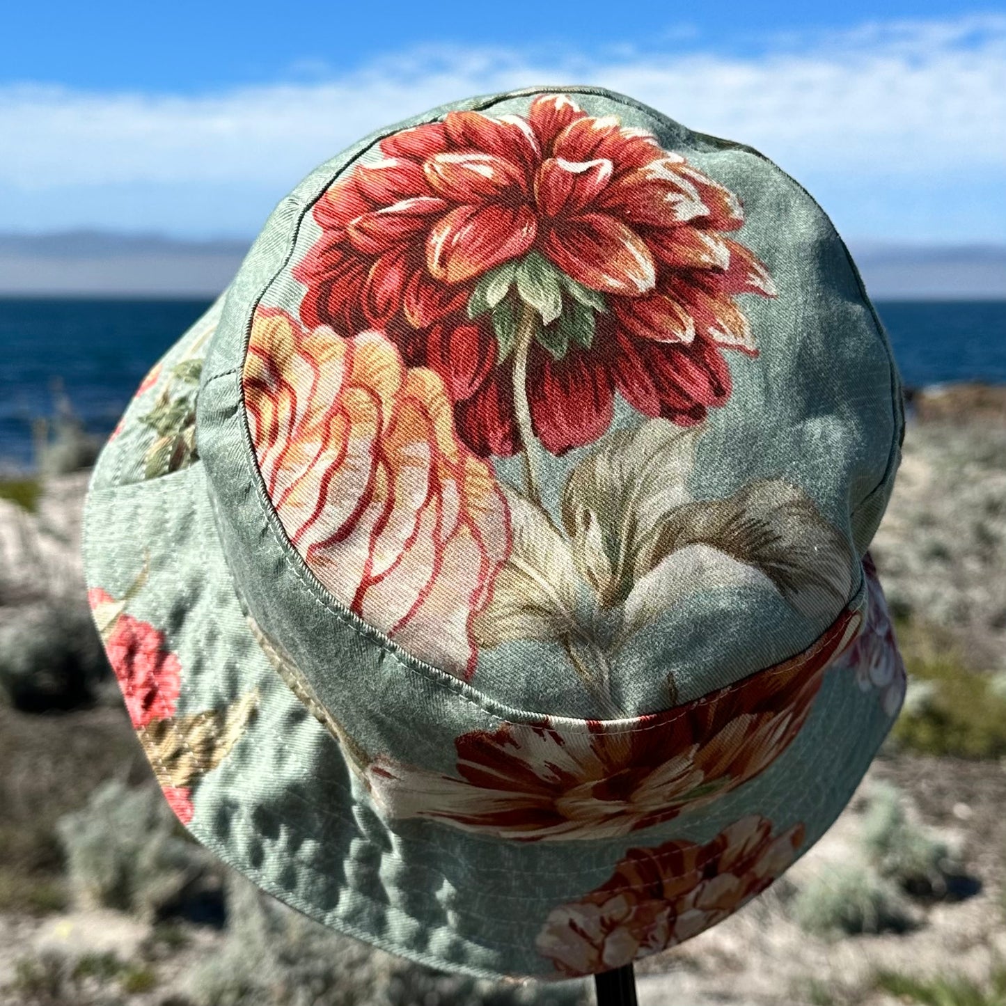 Bucket Hat Large Sea Blue Jumbo Floral