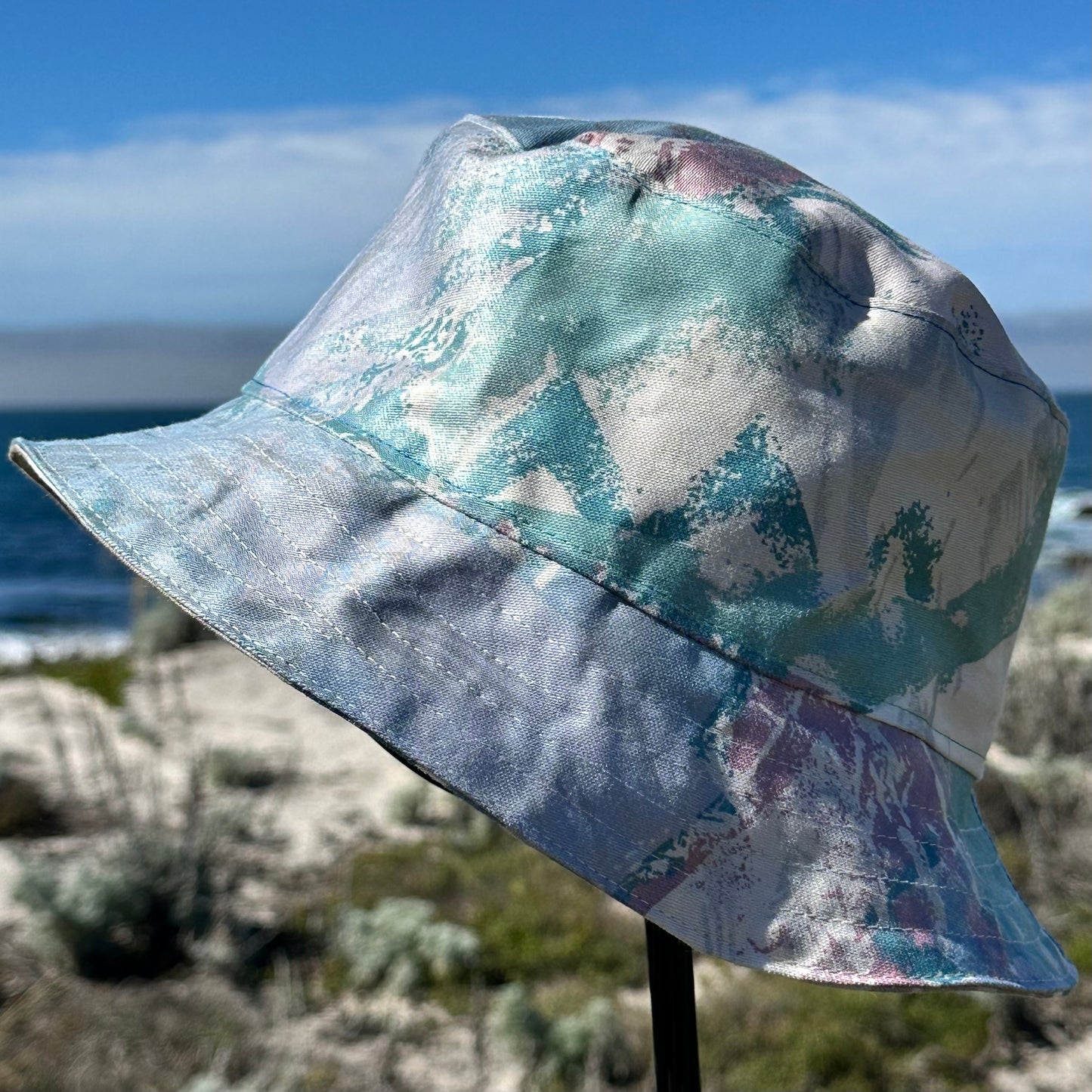 Bucket Hat Medium Pastel Watercolors and Stripes