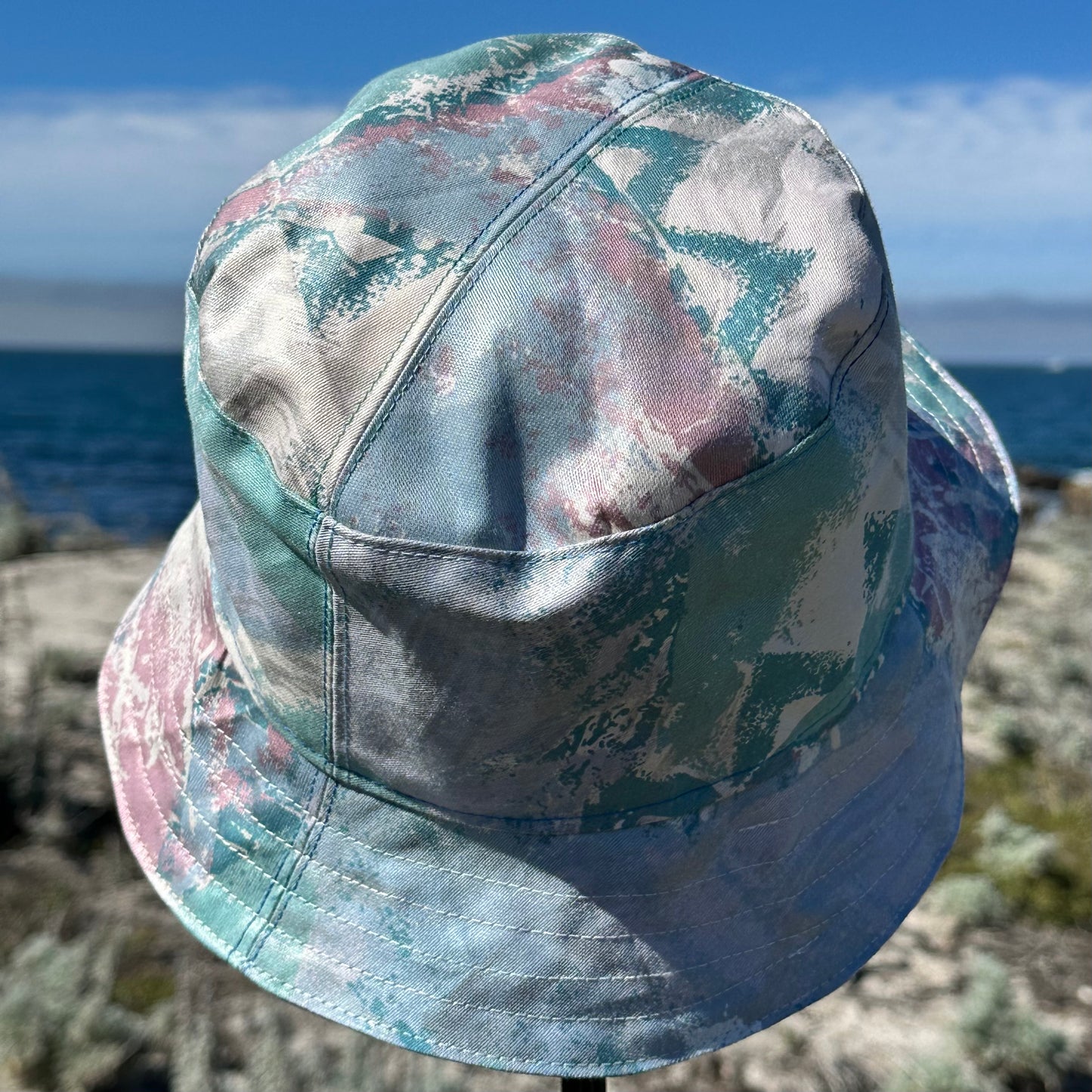 Bucket Hat Medium Pastel Watercolors and Stripes