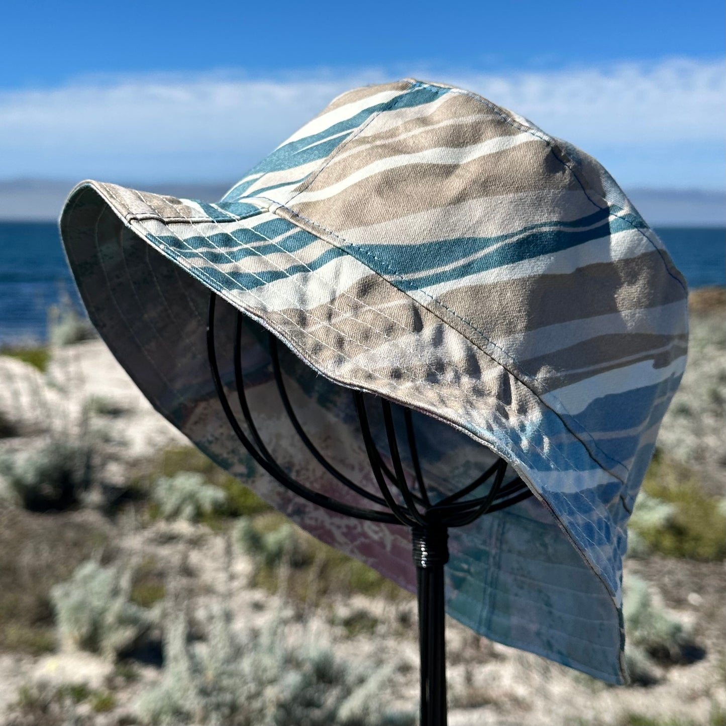 Bucket Hat Medium Pastel Watercolors and Stripes