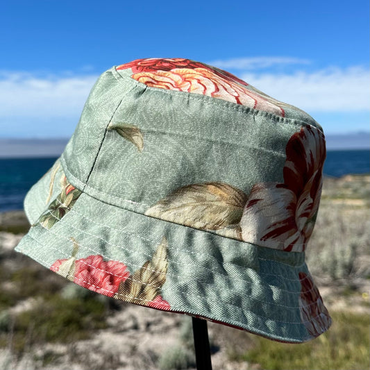 Bucket Hat Large Sea Blue Jumbo Floral