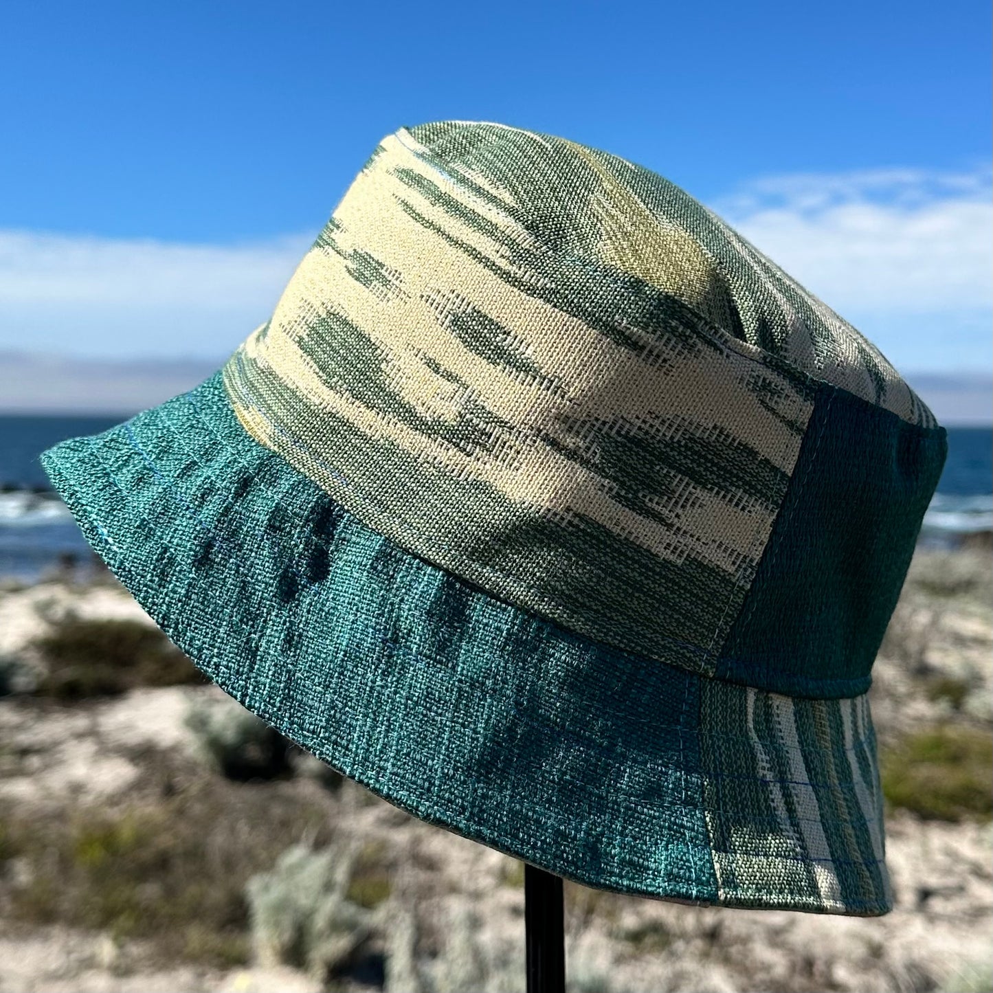 Bucket Hat Large Teal Pink Watercolor