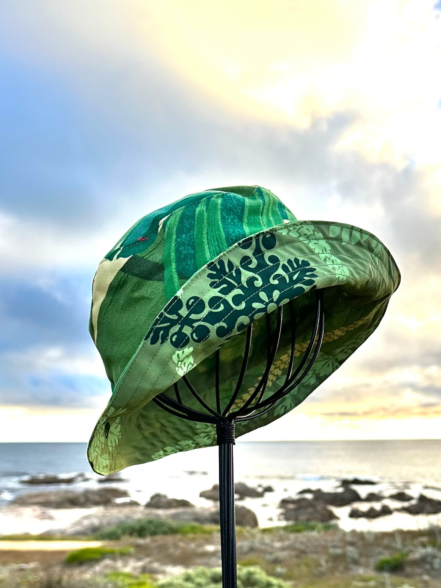 Bucket Hat Pale Yellow with Banana Leaves