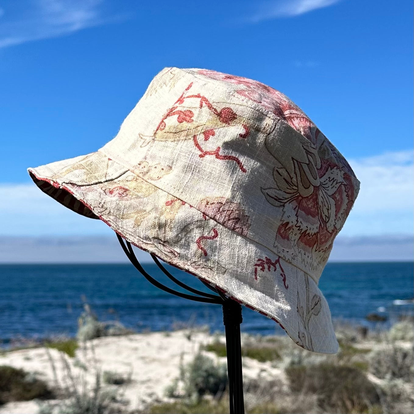 Bucket Hat Medium Red Zebra + Cream Floral