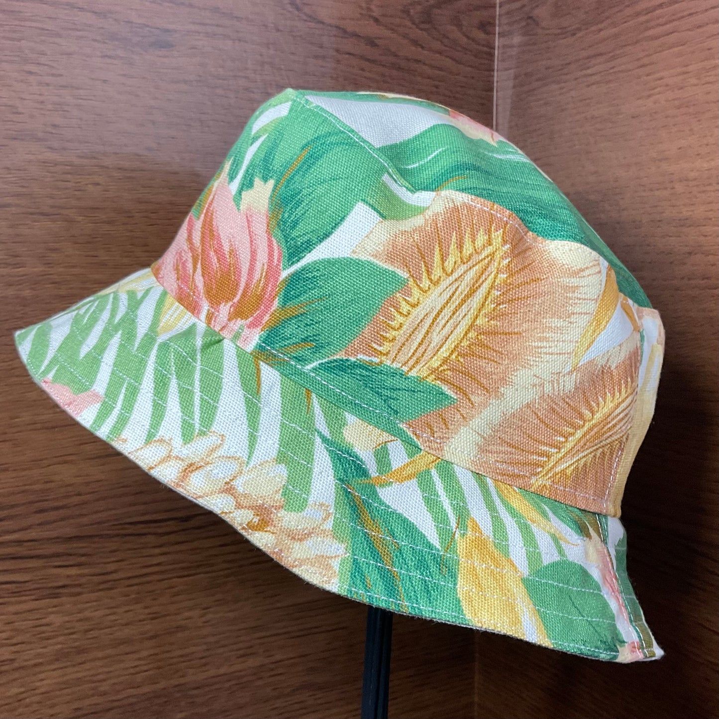Tropical Bird Bucket Hat L Handmade Vintage Materials