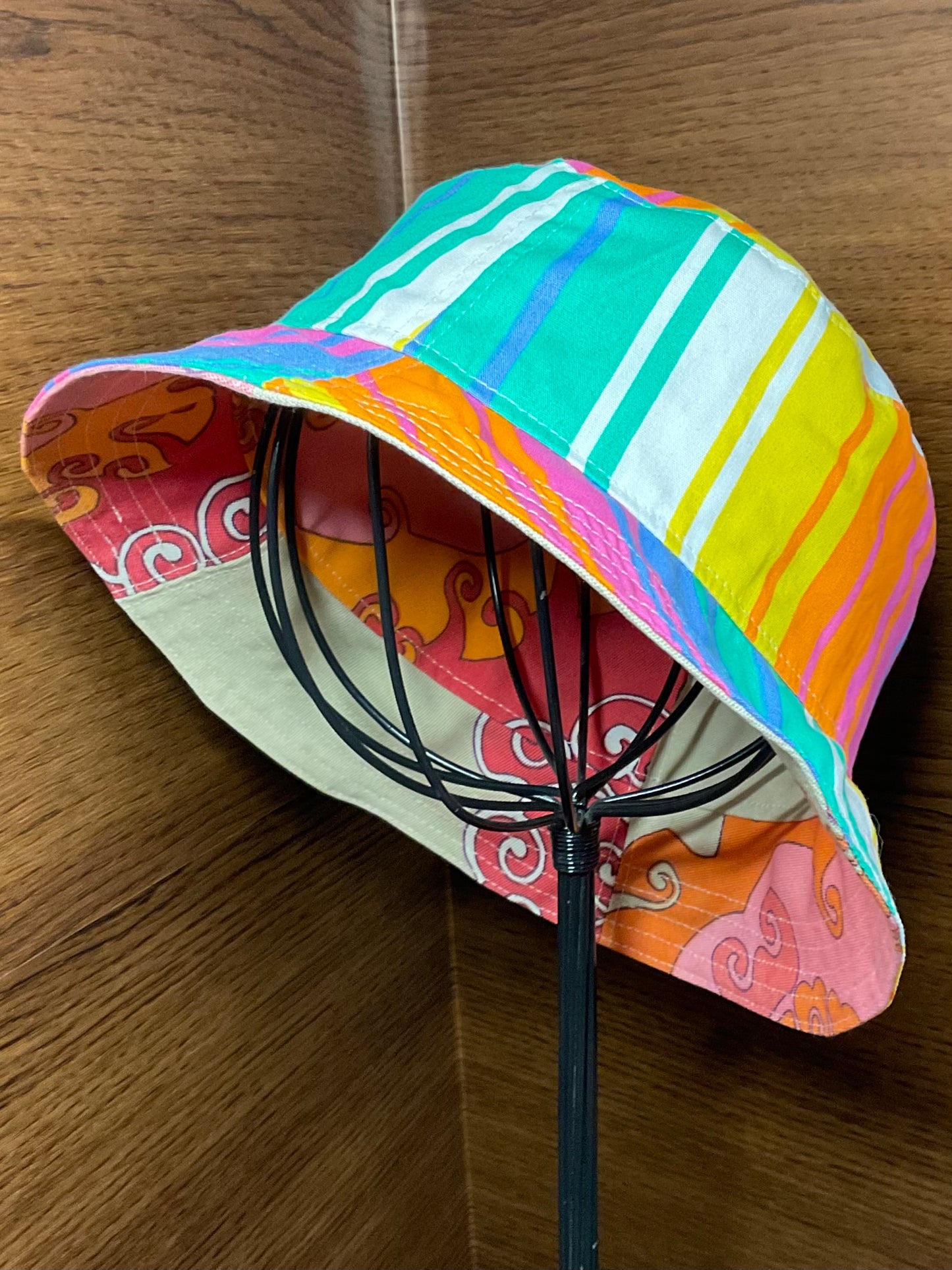 Pink & Orange Bucket Hat S Handmade Reclaimed Materials Trina Turk