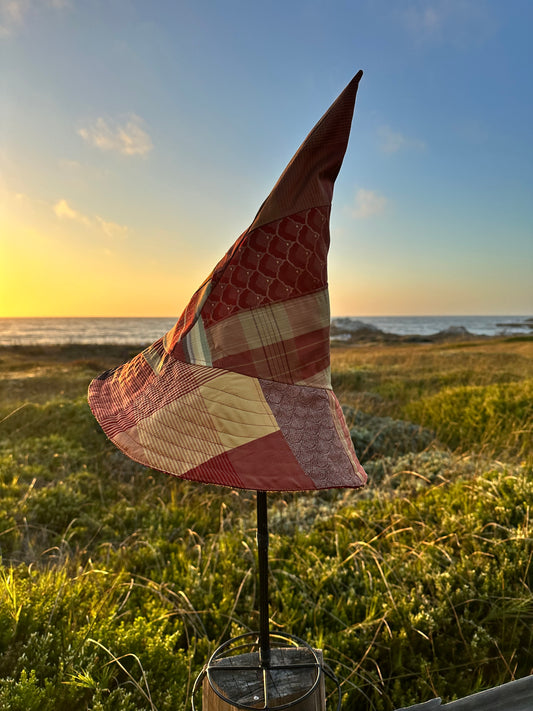 A Witches Hat Reversible Red Large Handmade Reclaimed Fabric