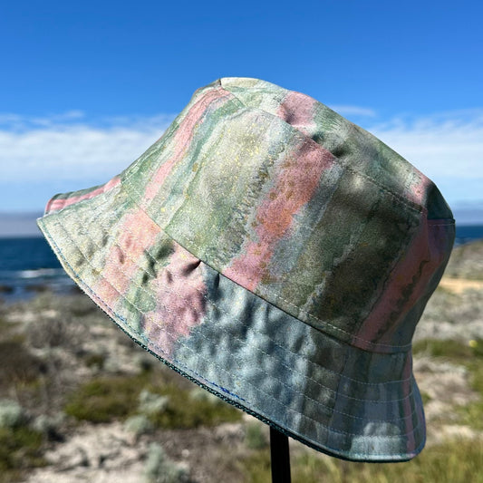 Bucket Hat Large Teal Pink Watercolor