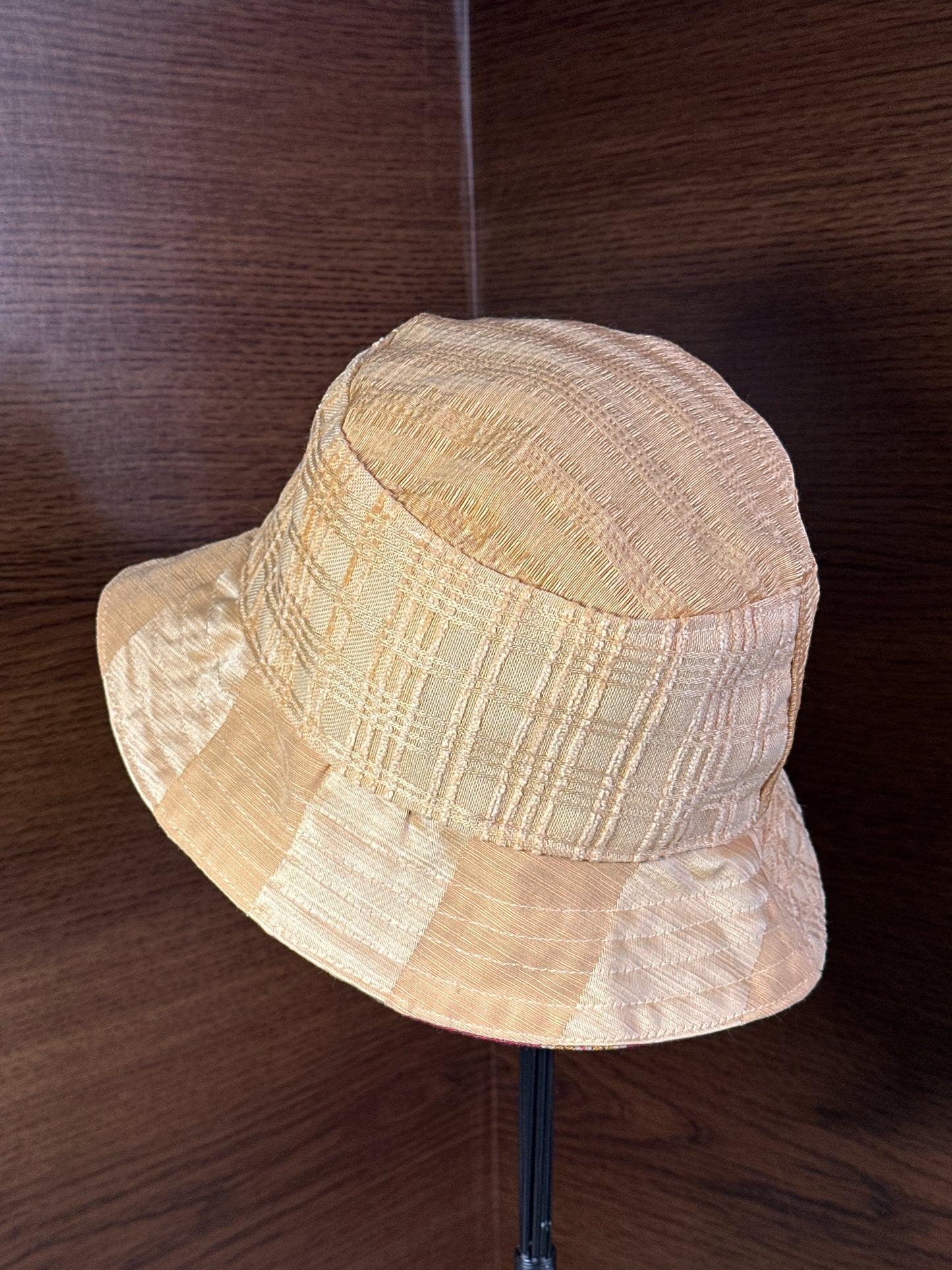 Bucket Hat Small Gold Maroon Stripe