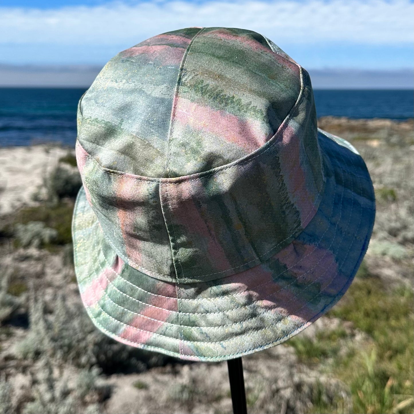 Bucket Hat Large Teal Pink Watercolor