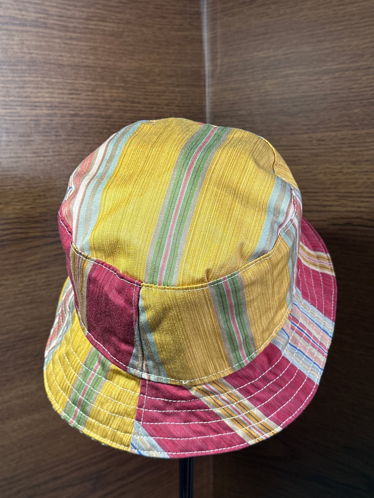 Bucket Hat Small Gold Maroon Stripe