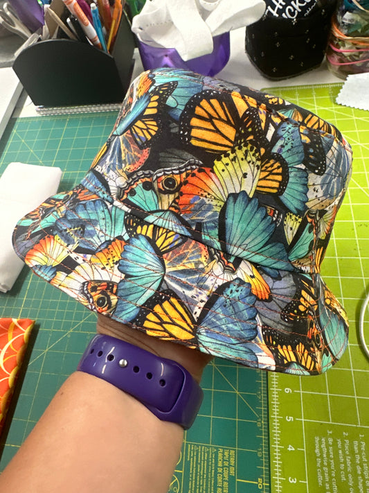 Bucket Hat Blue Butterfly