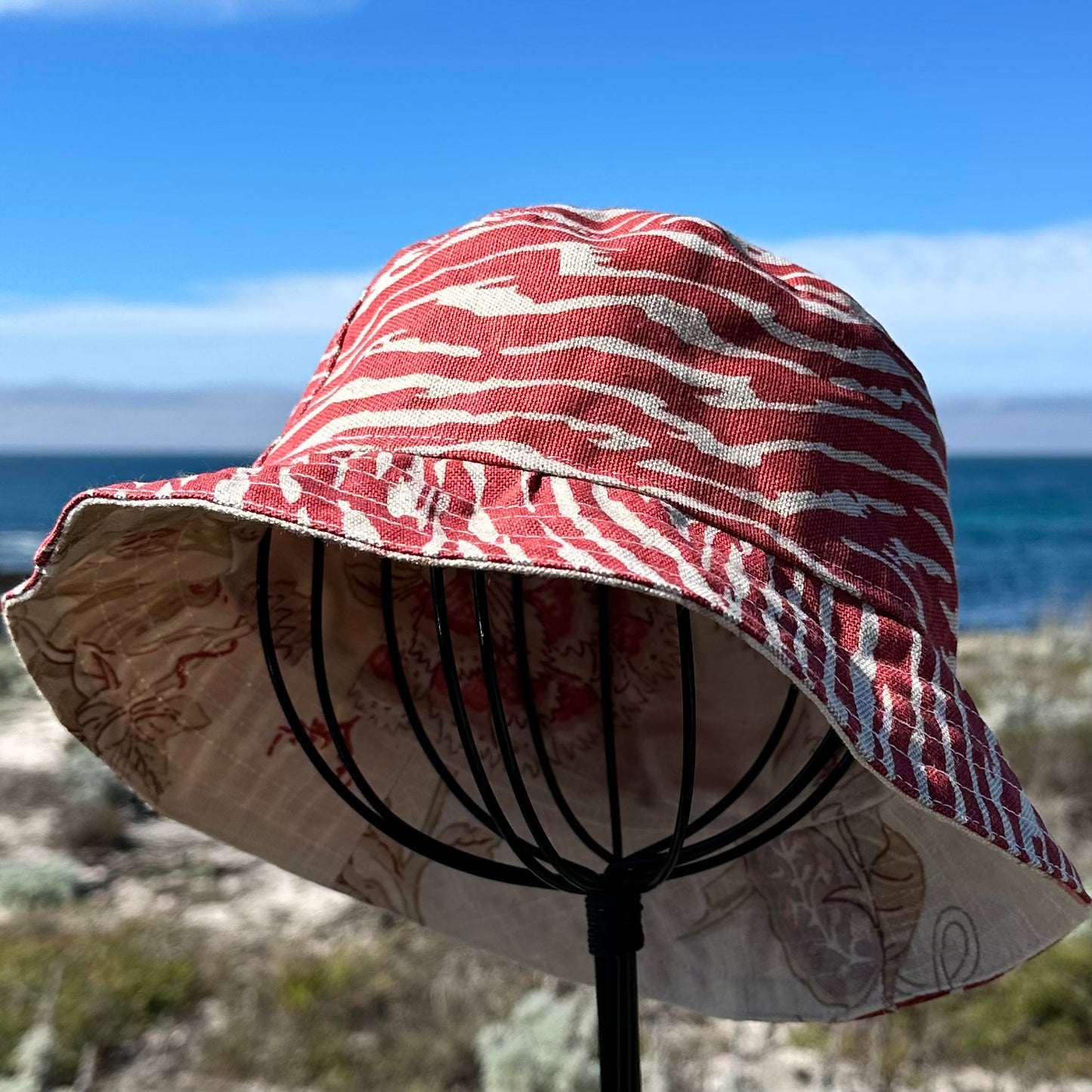 Bucket Hat Medium Red Zebra + Cream Floral