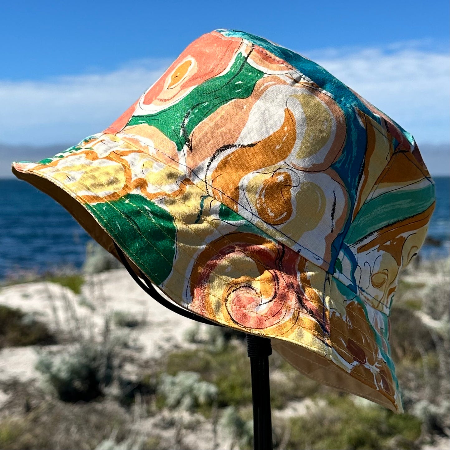 Bucket hat teal & coral floral