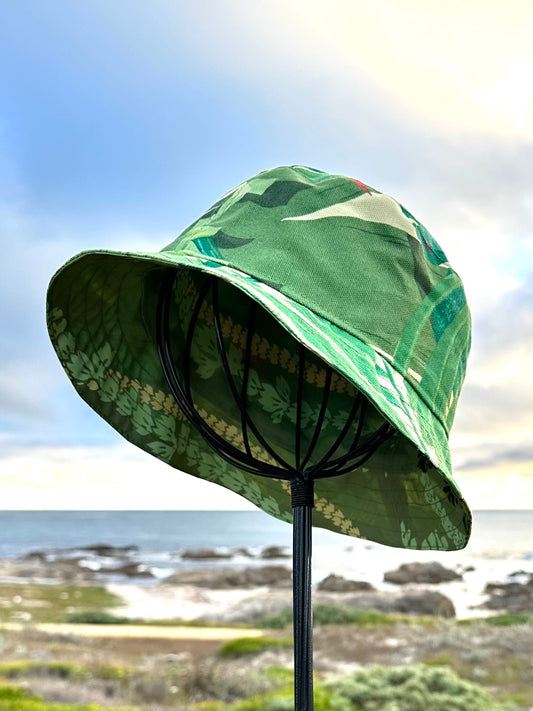 Bucket Hat Pale Yellow with Banana Leaves
