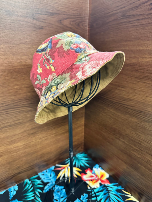 Bucket Hat Small Red Vintage Floral