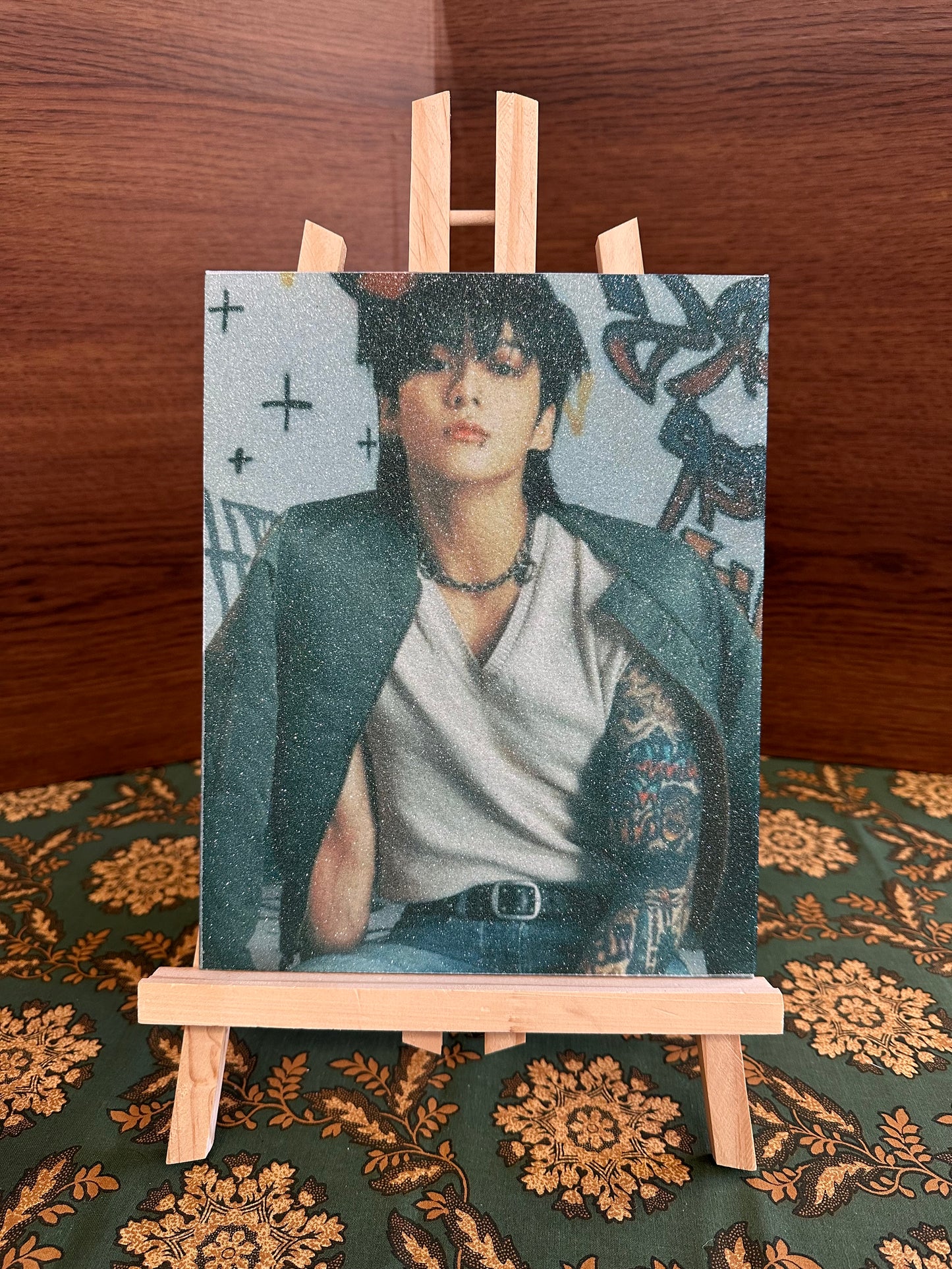 Canvas Kpop BTS Jungkook Jacket Glitter Art Panel