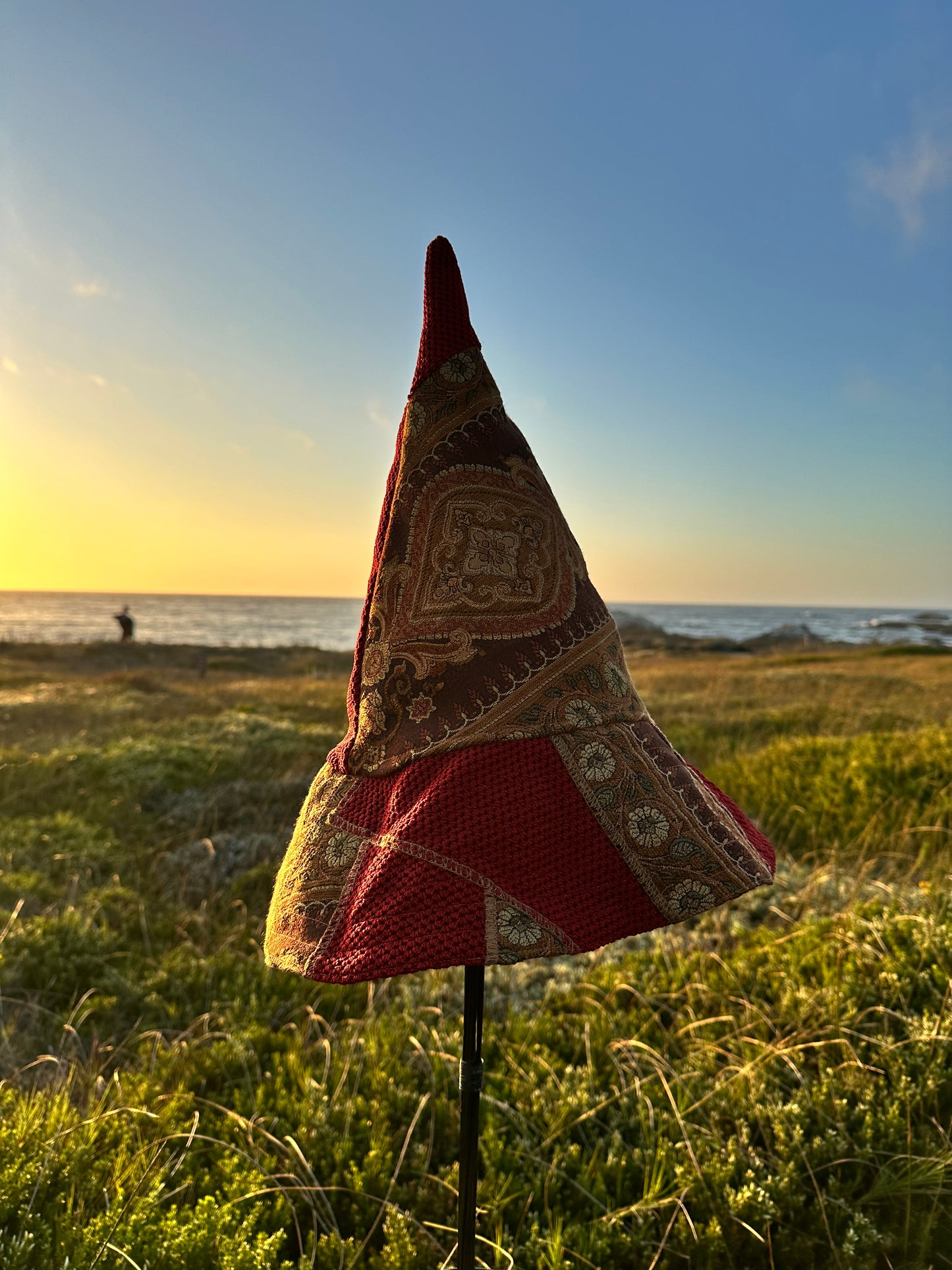 A Witches Hat Reversible Red Large Handmade Reclaimed Fabric