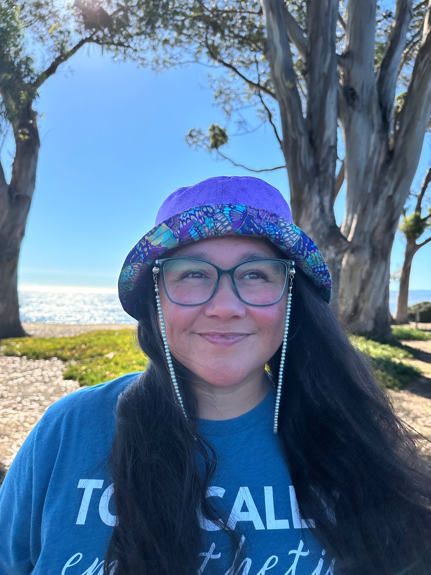 Bucket Hat Purple Butterflies Gilded