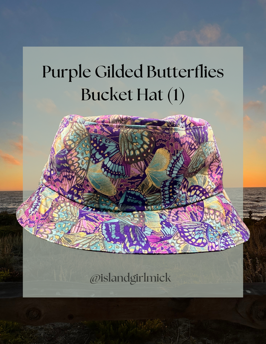 Bucket Hat Purple Butterflies Gilded