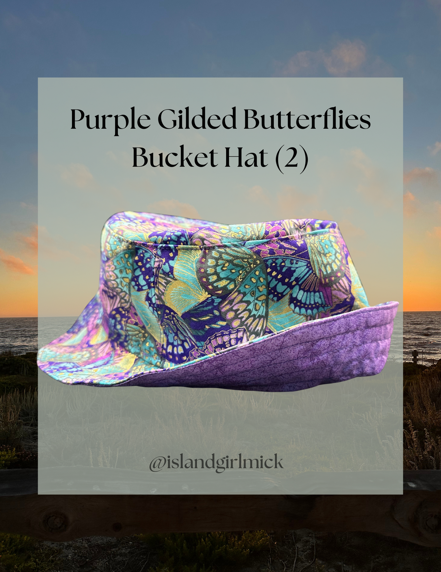 Bucket Hat Purple Butterflies Gilded